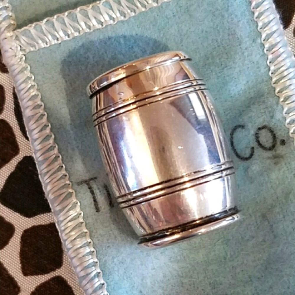 Authentic Vintage Tiffany Sterling Barrel Pillbox